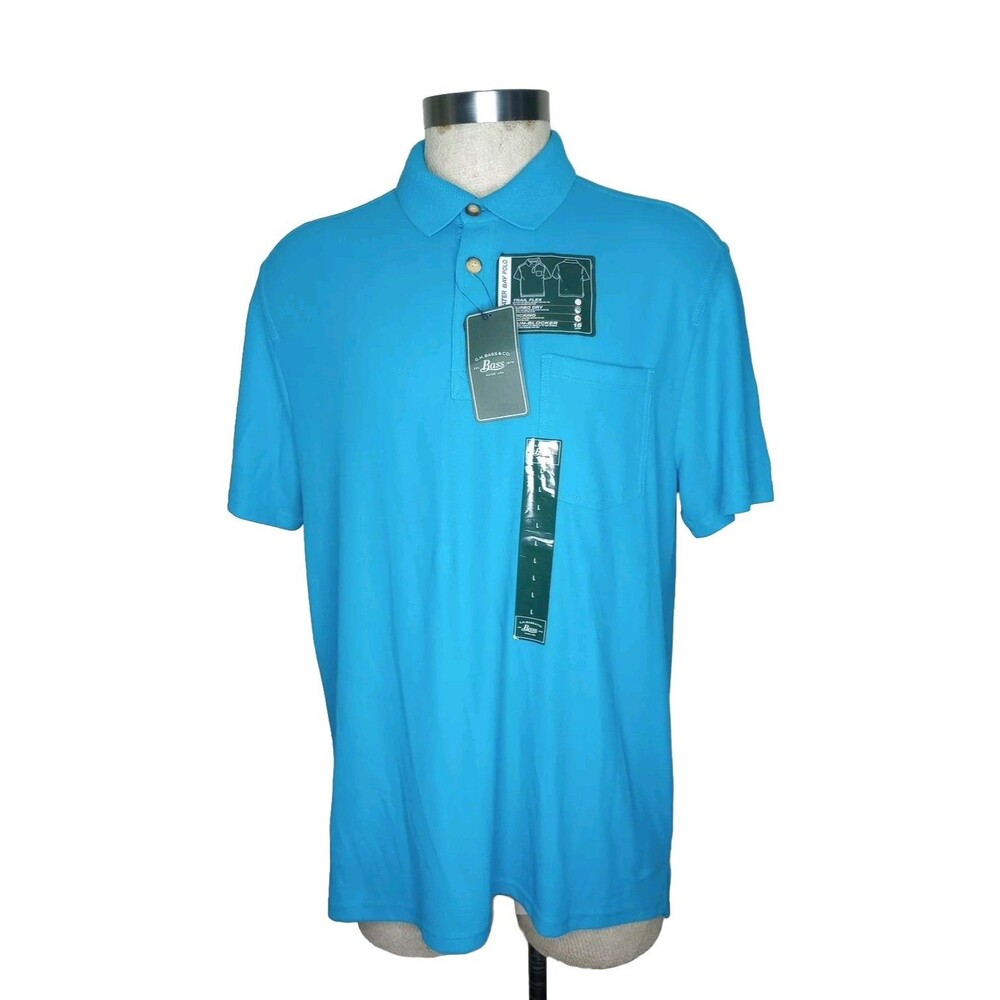 G.H. Bass Polo Shirt Men's Size L Turquoise Blue Wicking Sun Blocker NWT